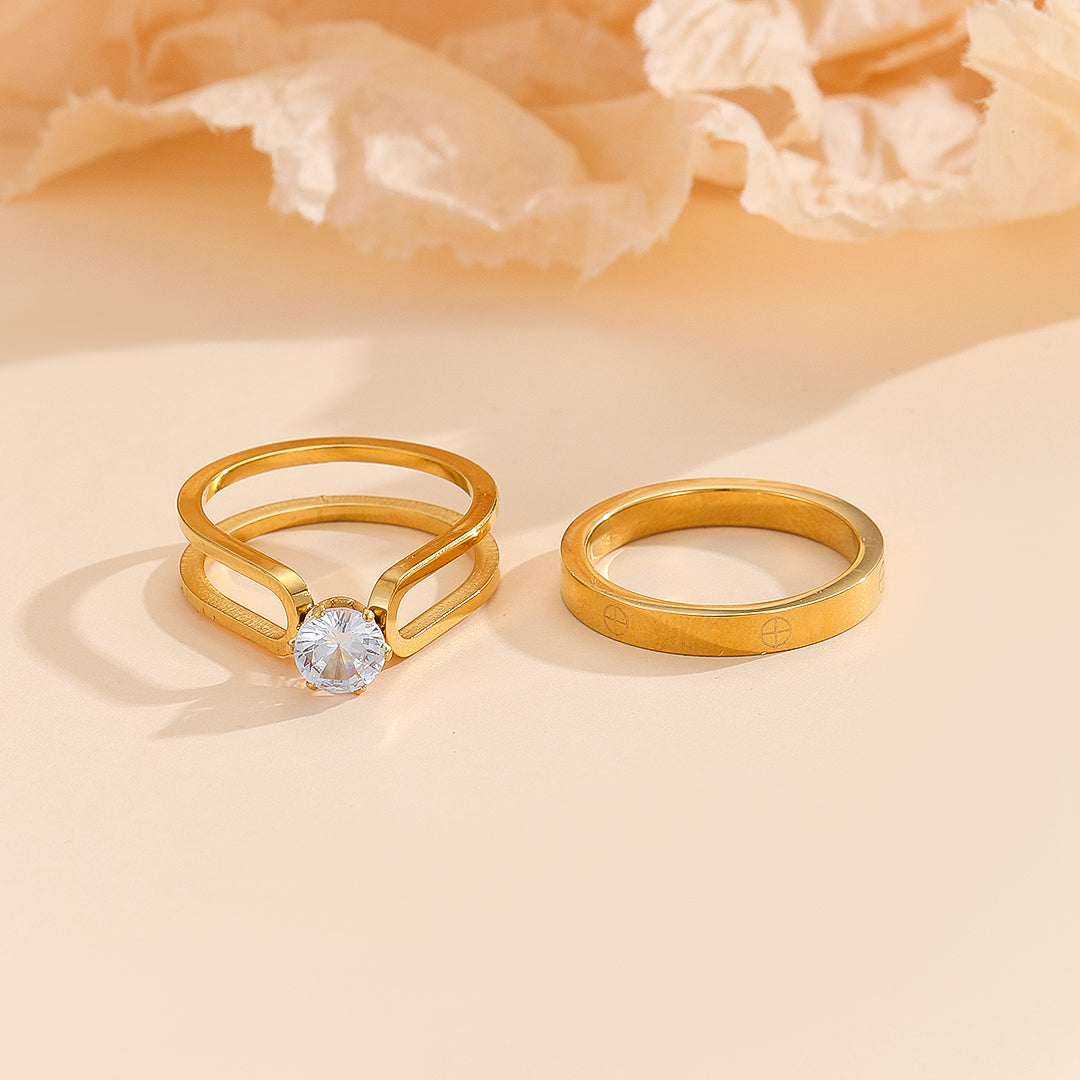 CurrentDealz™ Elegant Golden Dou Halo Ring