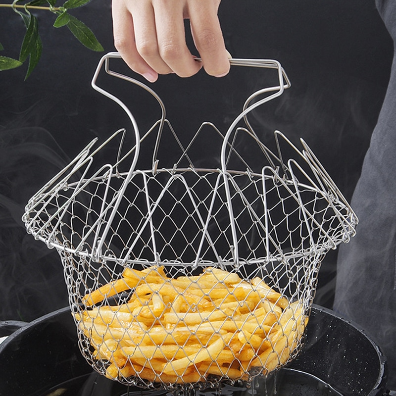CurrentDealz™ Multipurpose Foldable Stainless Steel Fry Basket