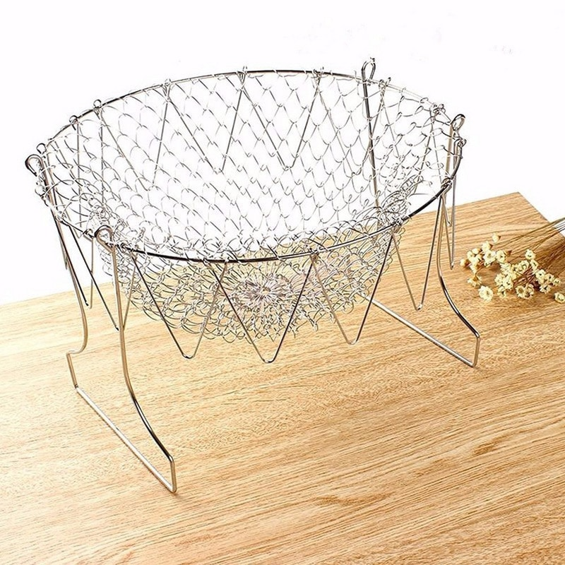 CurrentDealz™ Multipurpose Foldable Stainless Steel Fry Basket